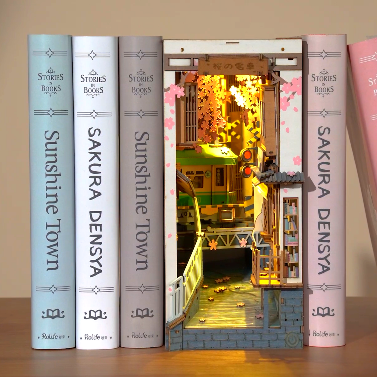 DIY Miniature House Book Nook Kit: Sakura Densya