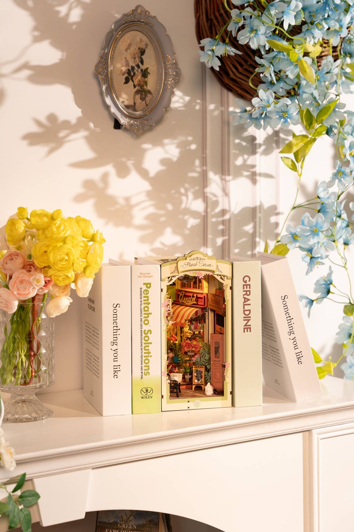 DIY Book Nook Kit: Floral Corner with Dust Cover